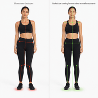 Podelya Baskets de running femme noires en maille respirante