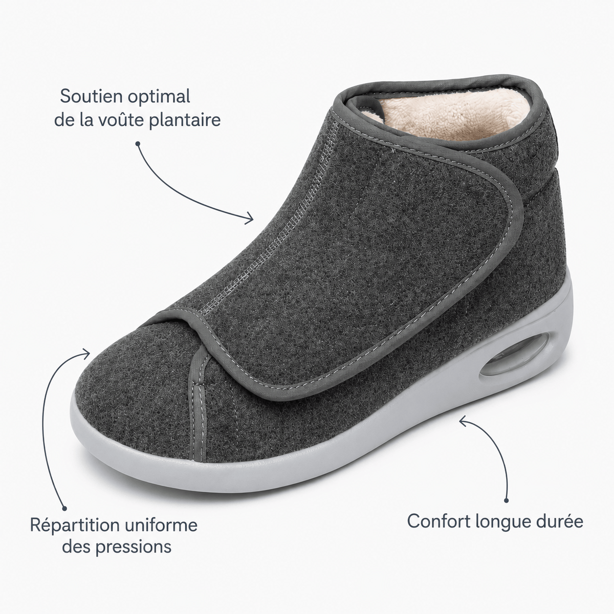 Podelya baskets montantes gris foncé à fermeture auto-agrippante