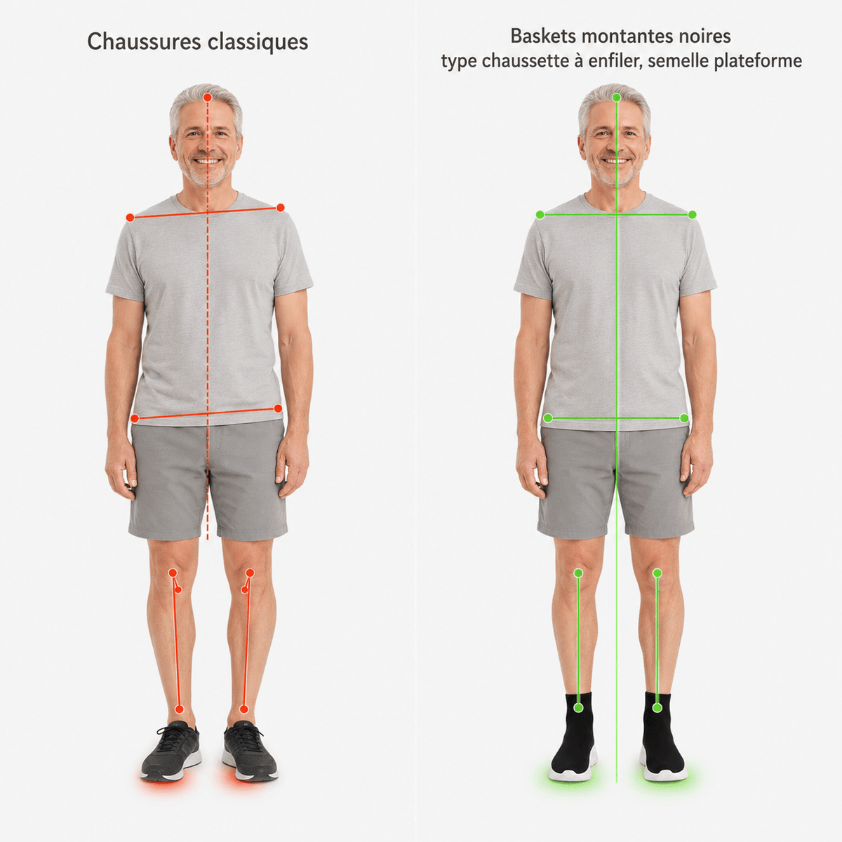Podelya Baskets montantes noires type chaussette à enfiler, semelle plateforme