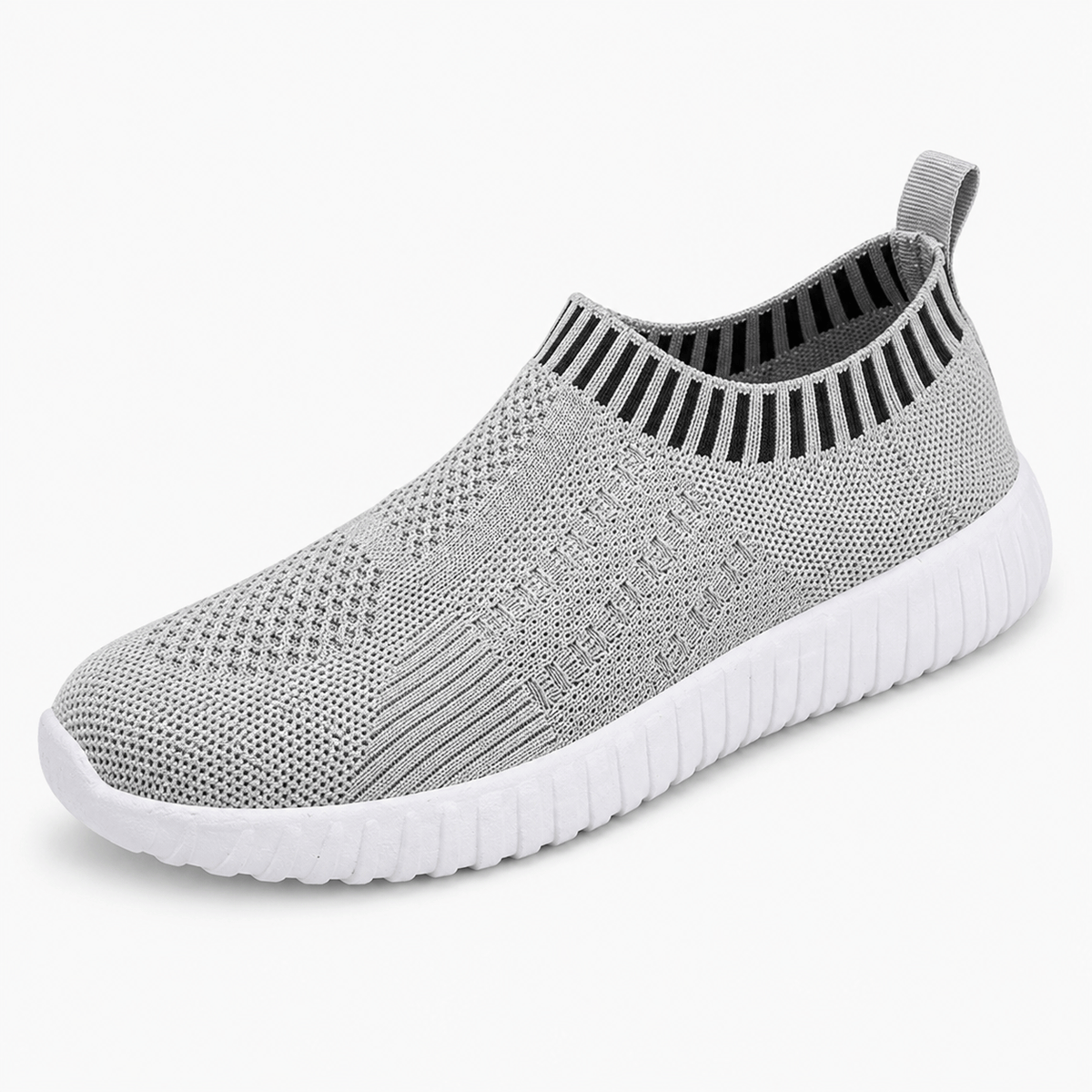 Podelya Baskets slip-on femme grises en maille respirante