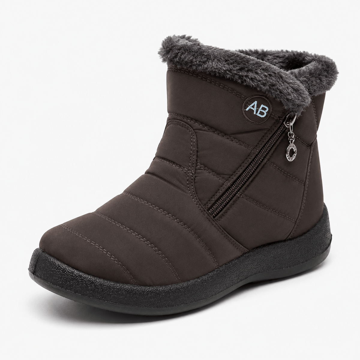 Podelya Bottines d’hiver femme bordeaux à doublure en peluche et fermeture à glissière
