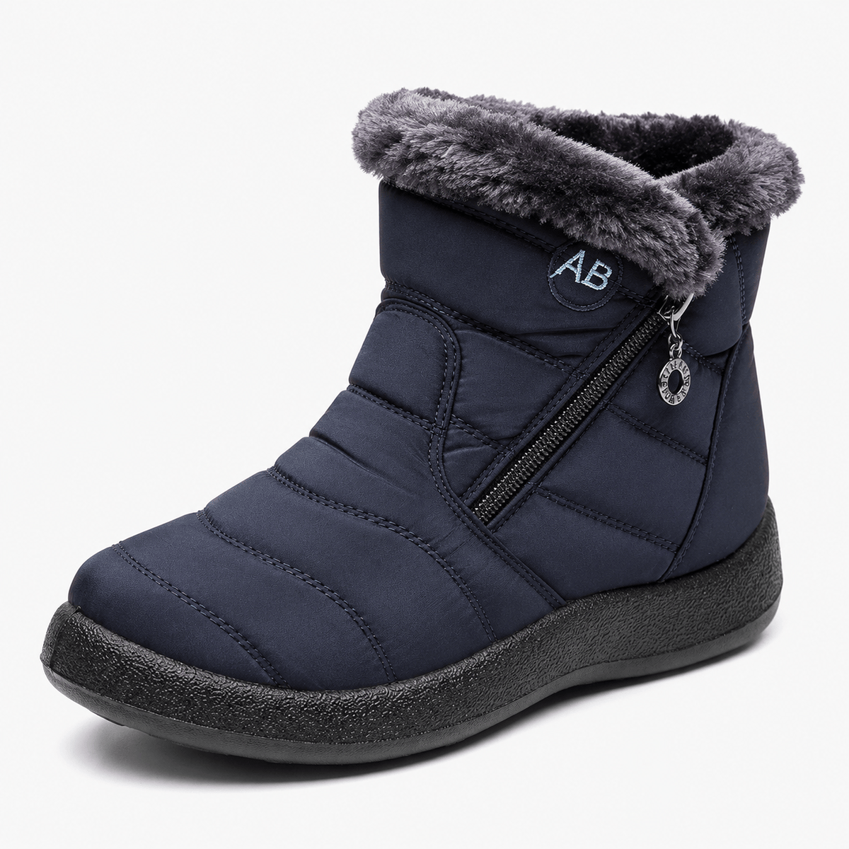 Podelya Bottines d’hiver femme bordeaux à doublure en peluche et fermeture à glissière
