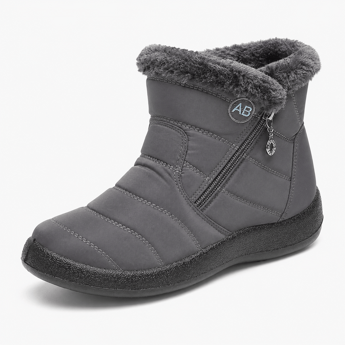 Podelya Bottines d’hiver femme bordeaux à doublure en peluche et fermeture à glissière
