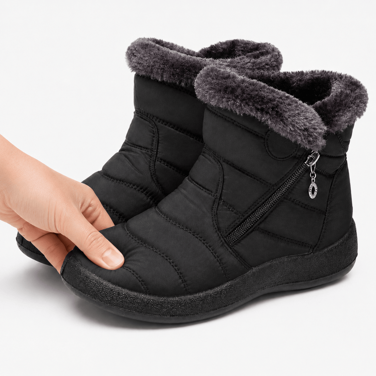 Podelya Bottines d’hiver femme bordeaux à doublure en peluche et fermeture à glissière