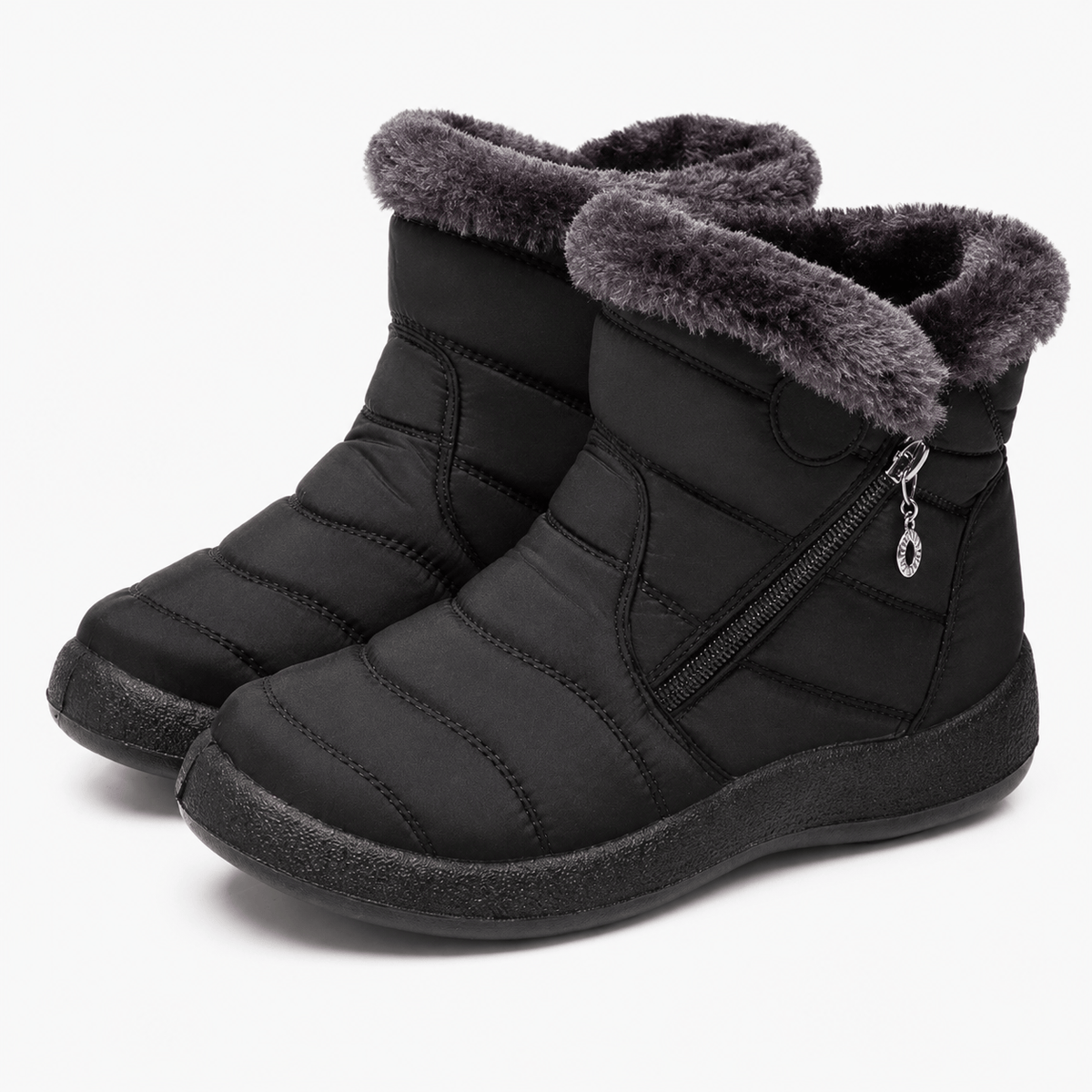 Podelya Bottines d’hiver femme bordeaux à doublure en peluche et fermeture à glissière