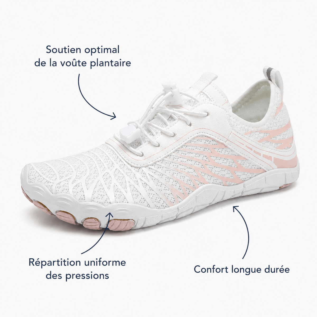 Podelya Chaussures aquatiques unisexes antidérapantes à séchage rapide à lacets avec bloqueur
