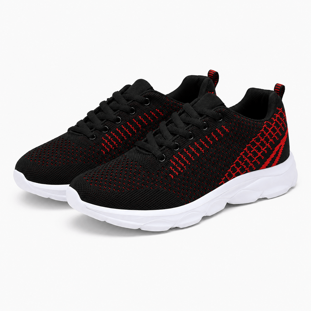 Podelya Chaussures D'Été Orthopédique Femme Noir Et Rouge En Maille