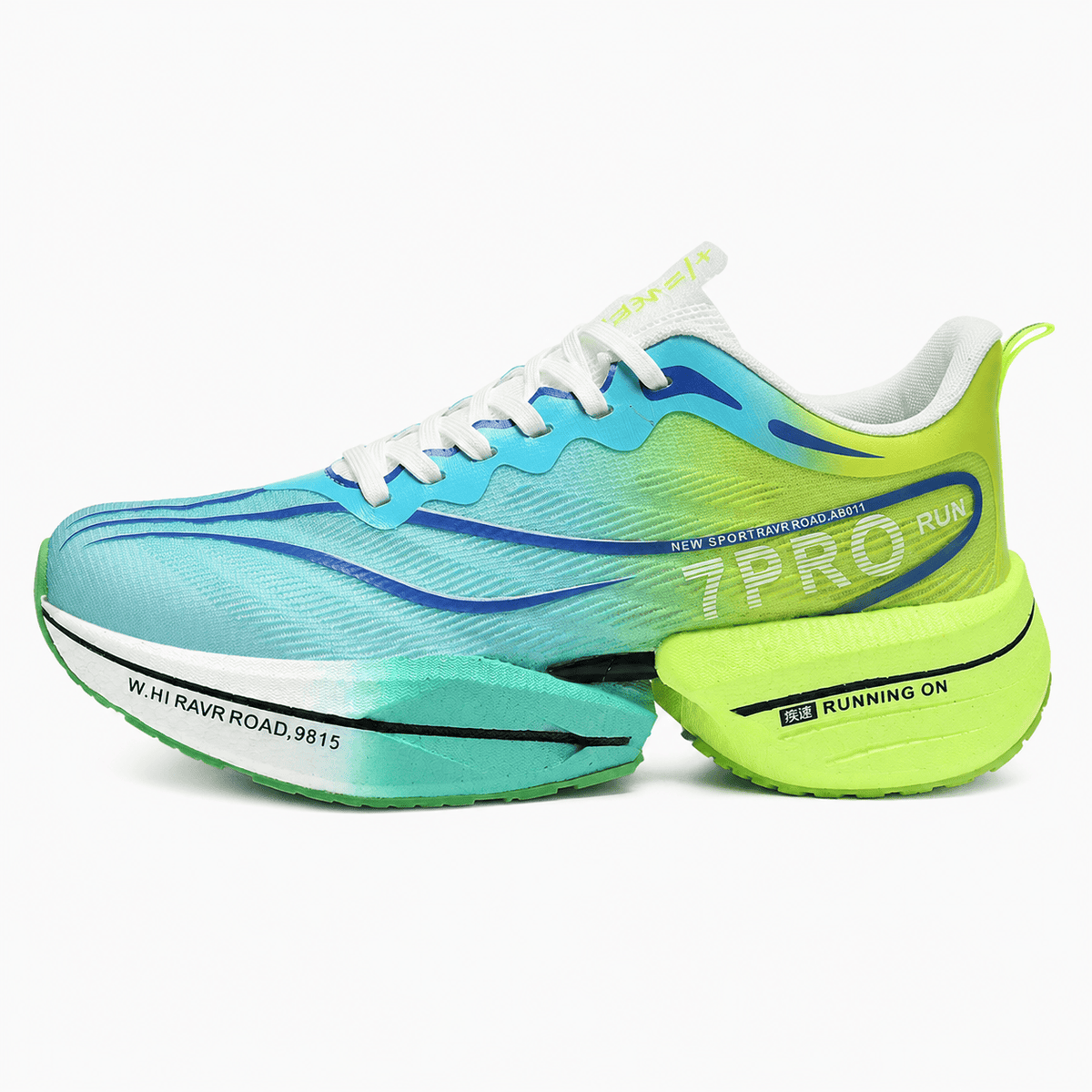 Podelya Chaussures de running unisexes respirantes à lacets, semelle TPU dégradée