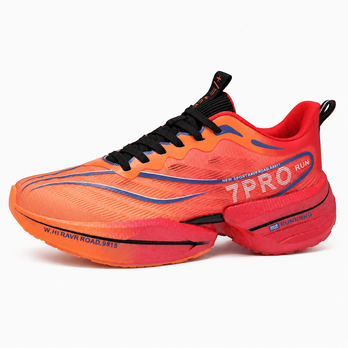 Podelya Chaussures de running unisexes respirantes à lacets, semelle TPU dégradée