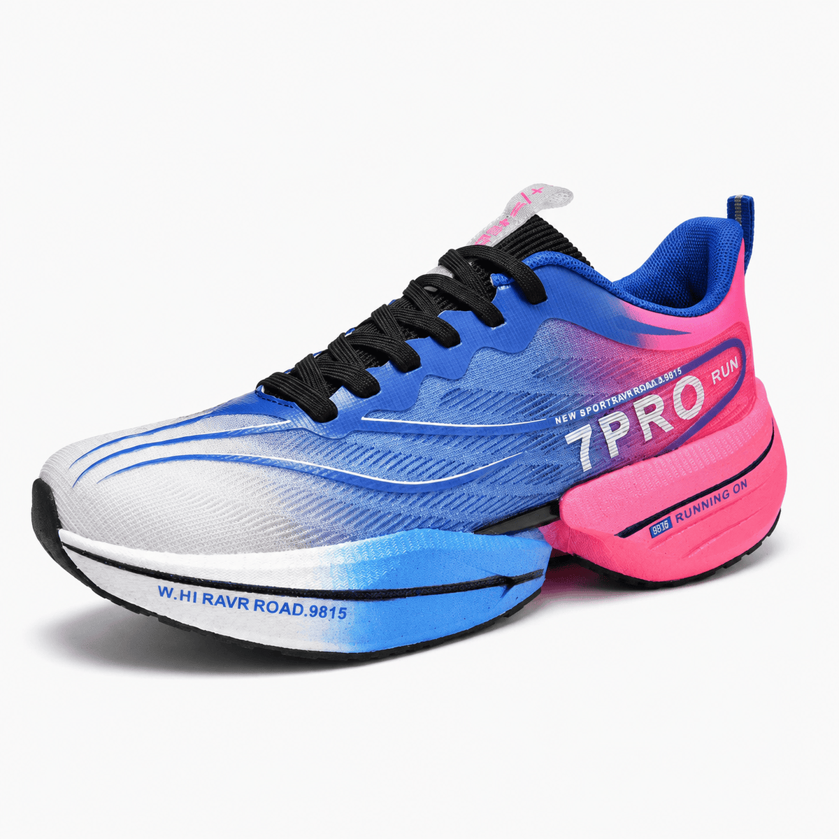 Podelya Chaussures de running unisexes respirantes à lacets, semelle TPU dégradée