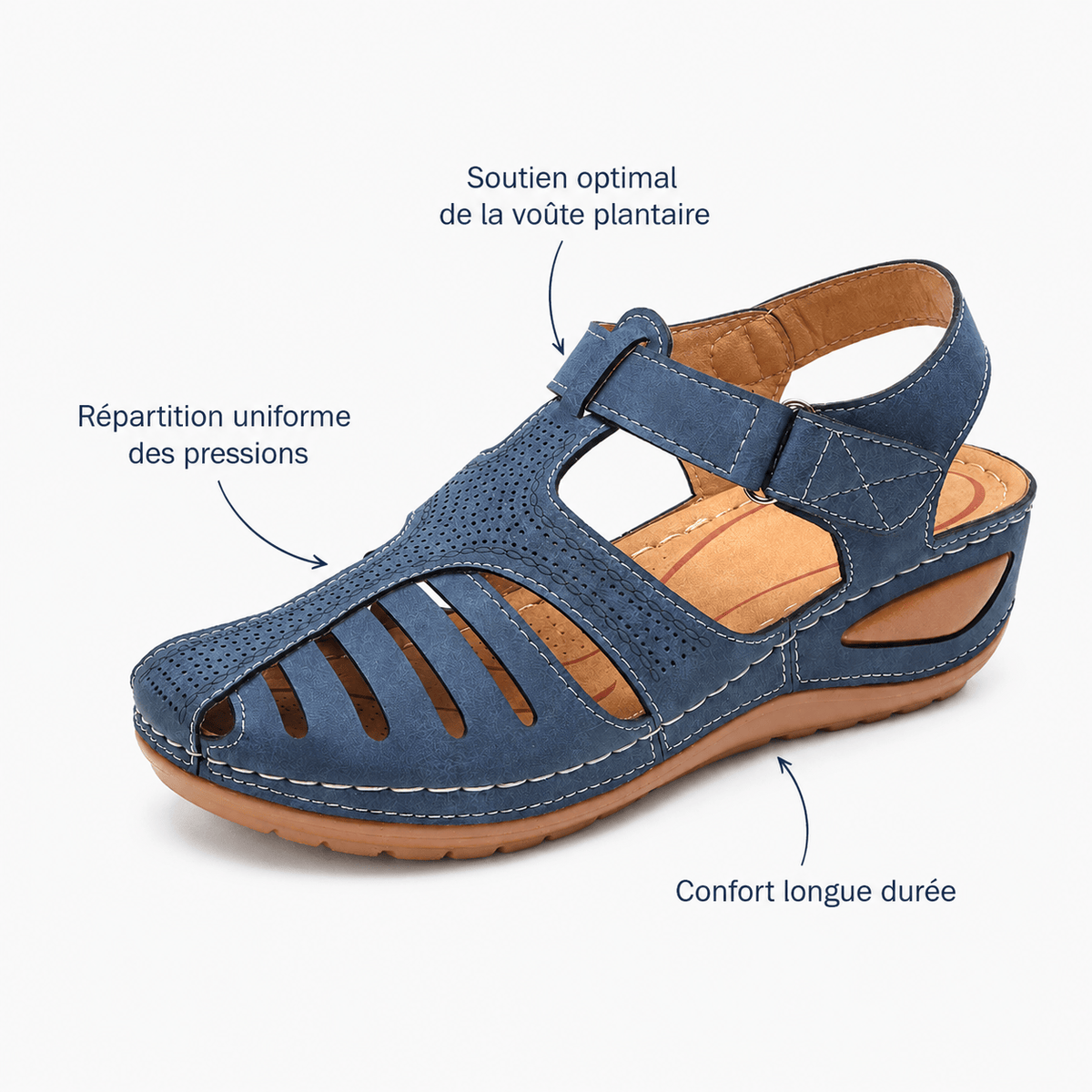 Podelya Chaussures Ete Orthopediques Compensées bleu
