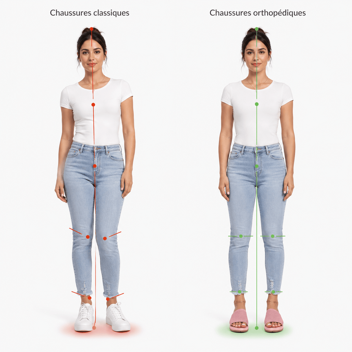 Podelya Chaussures Femmes Pieds Larges Et Sensibles Plates Roses