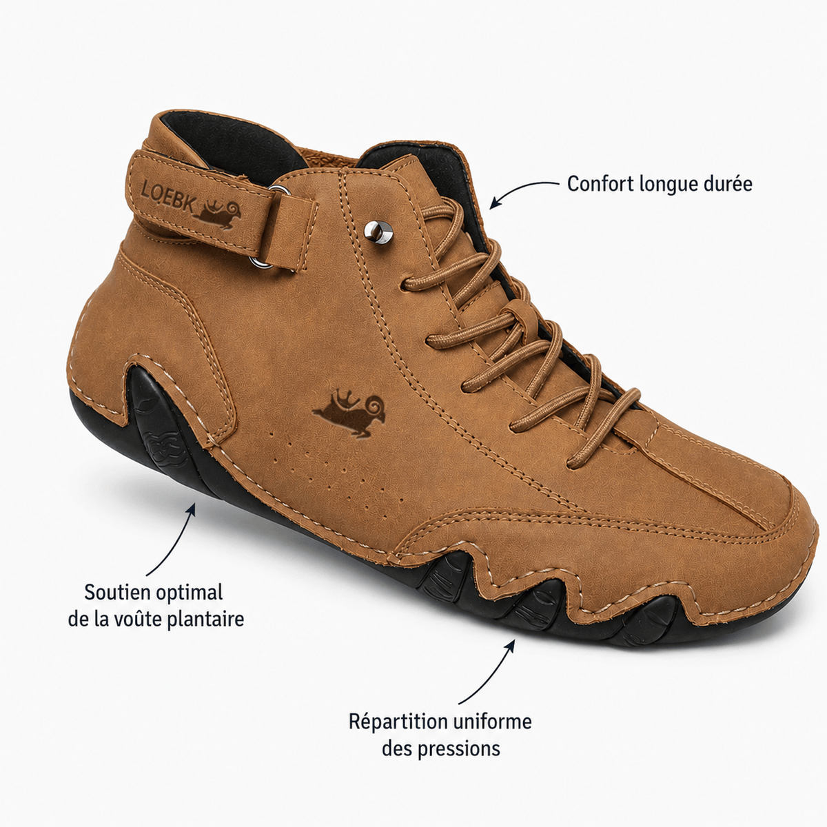 Podelya Chaussures Orthopediques Cuir Homme Marron