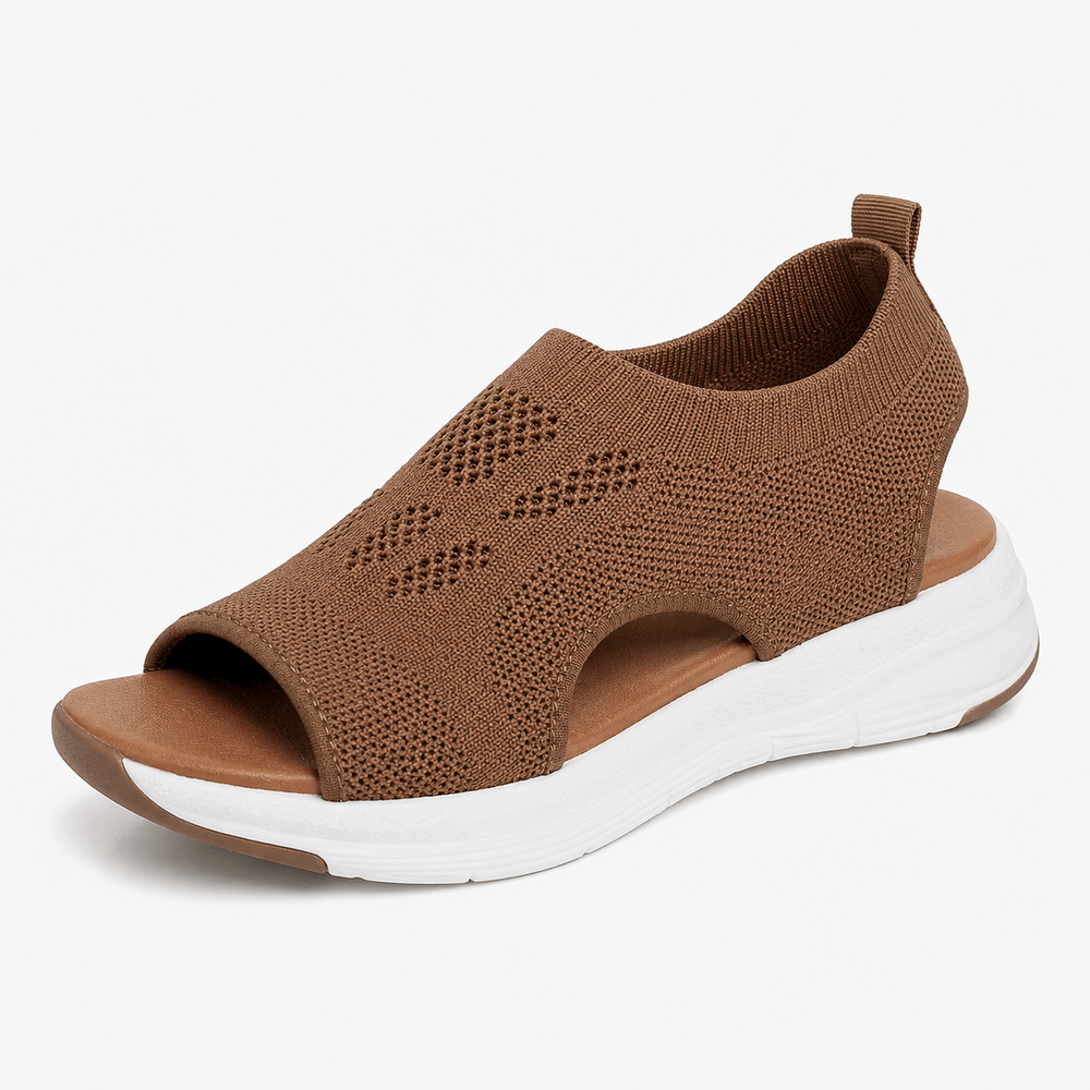 Podelya Sandales de sport noires femme en maille à semelle épaisse
