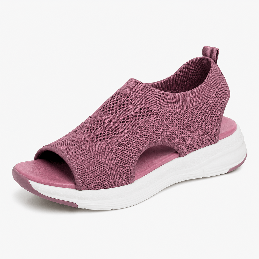Podelya Sandales de sport noires femme en maille à semelle épaisse